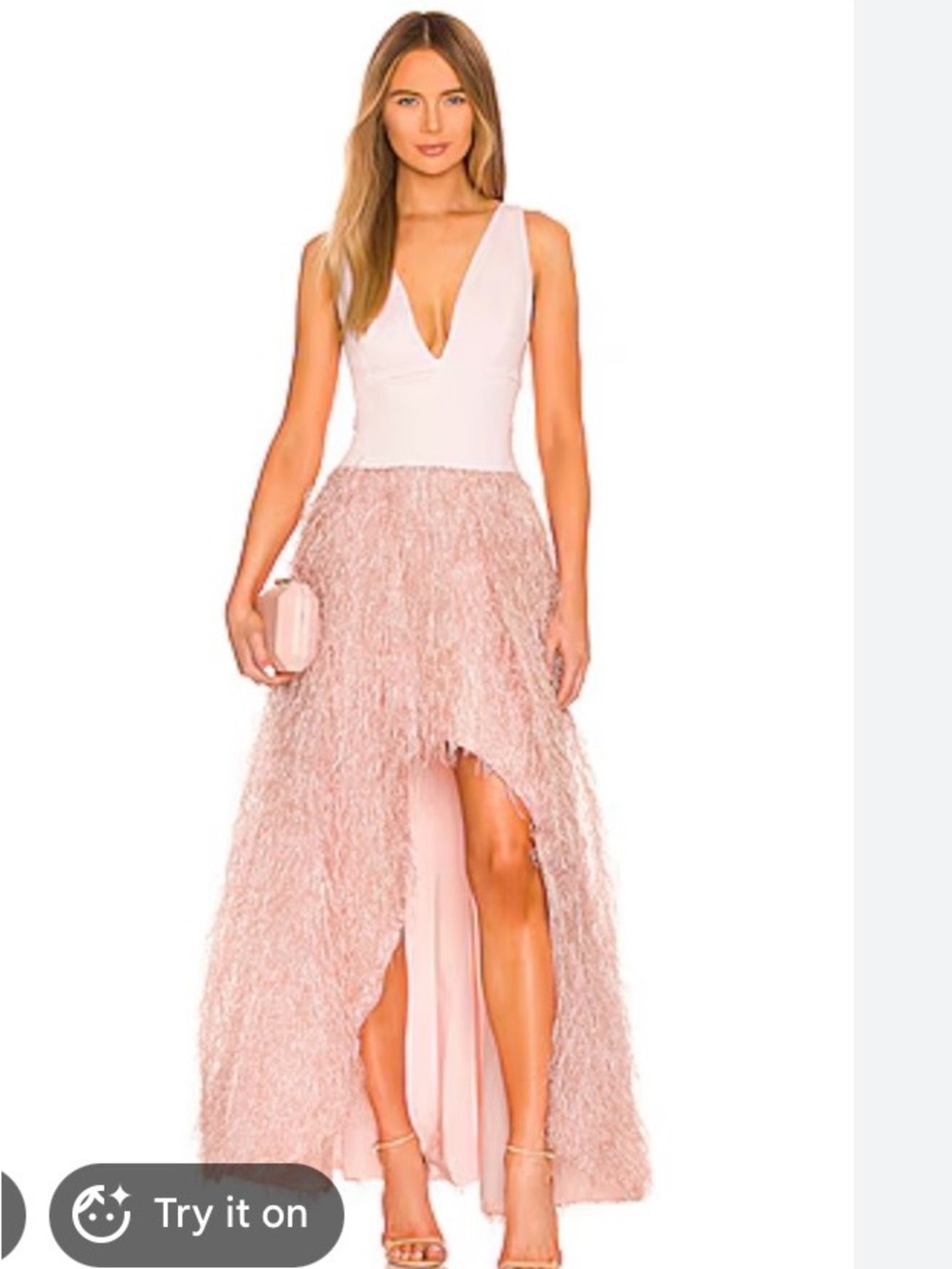 BCBGMaxAzria Blush Pink Feathered Party Dress